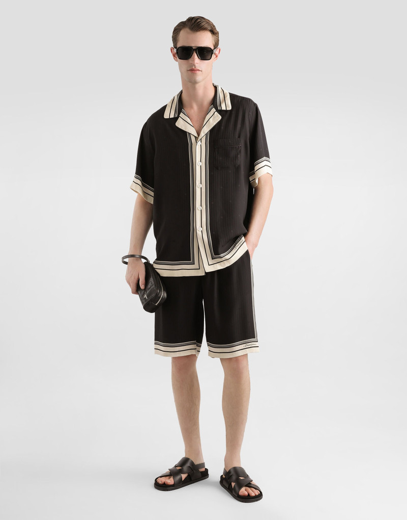 Dolce & Gabbana Logo and stripe-print hawaii shirt outlook