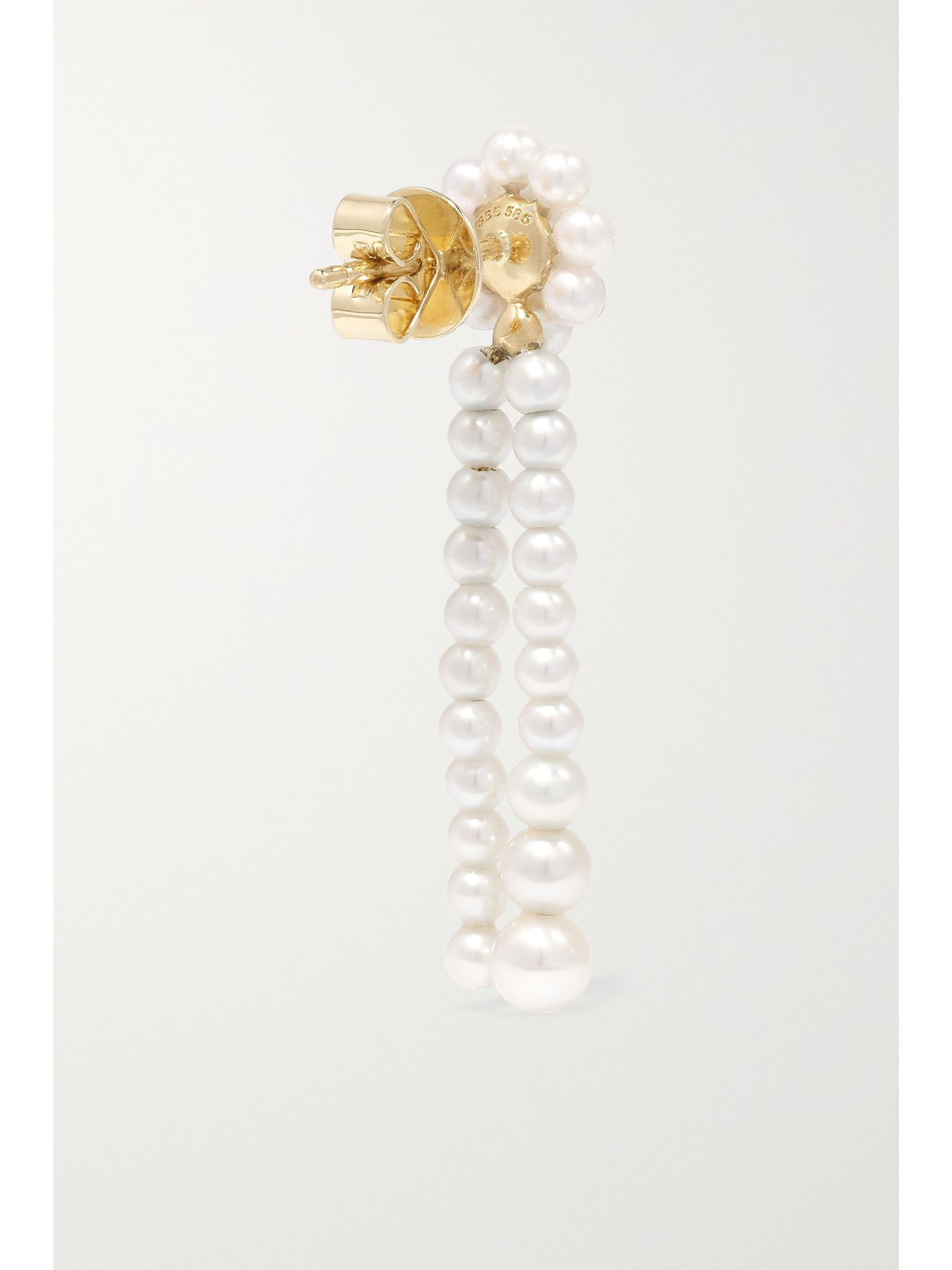 Promenade de Fleur 14-karat gold pearl earrings White - 3