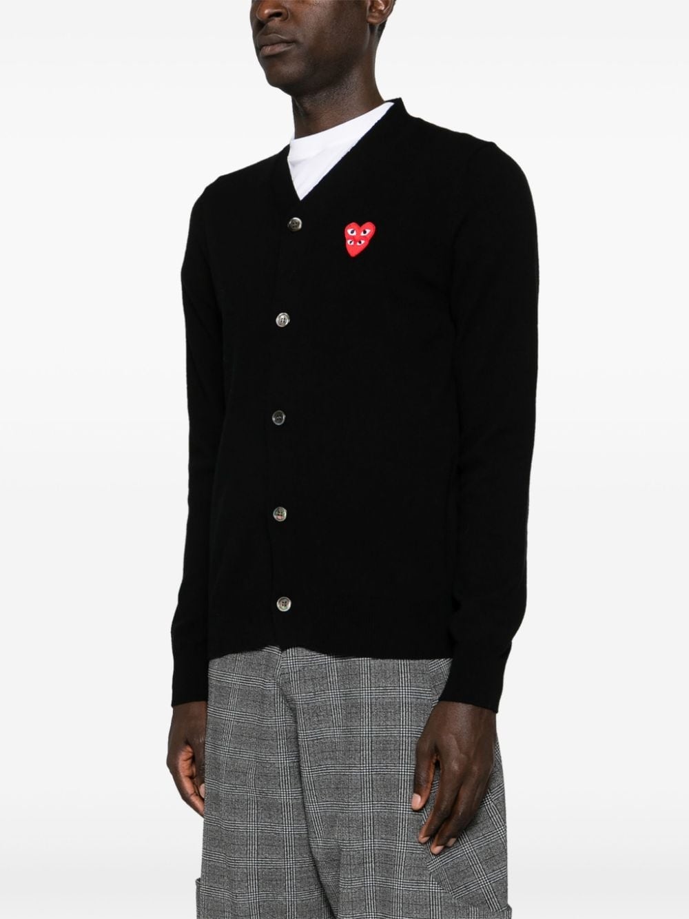 heart-patch wool cardigan - 4