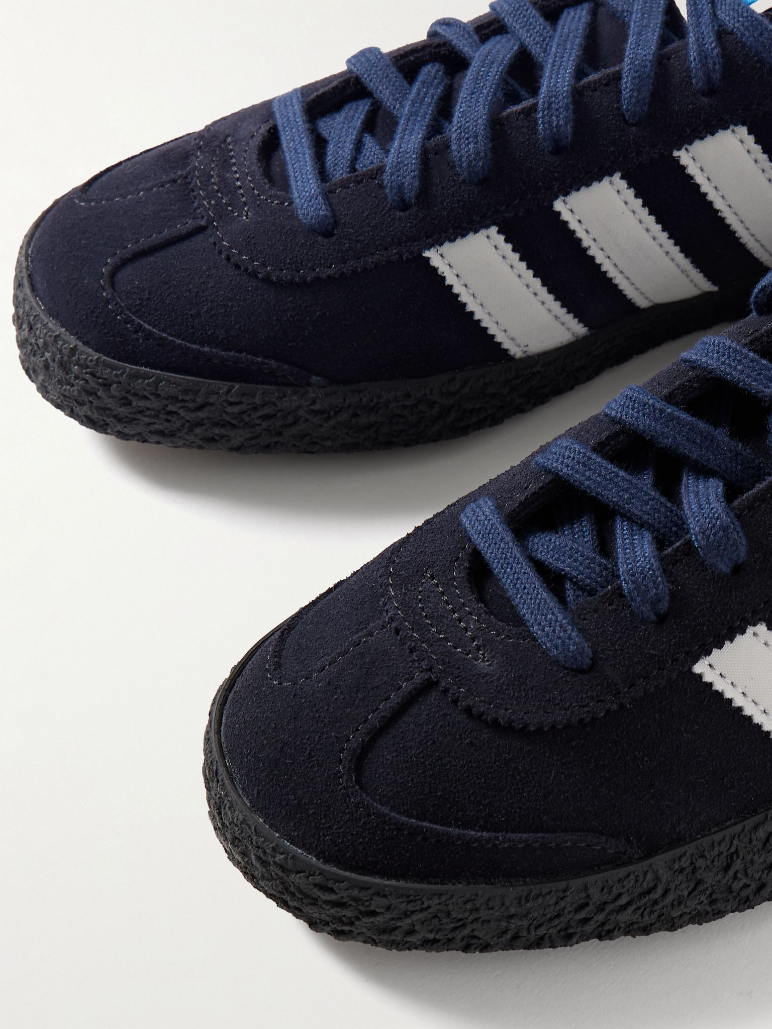 München II Spezial Leather-Trimmed Suede Sneakers Navy - 5