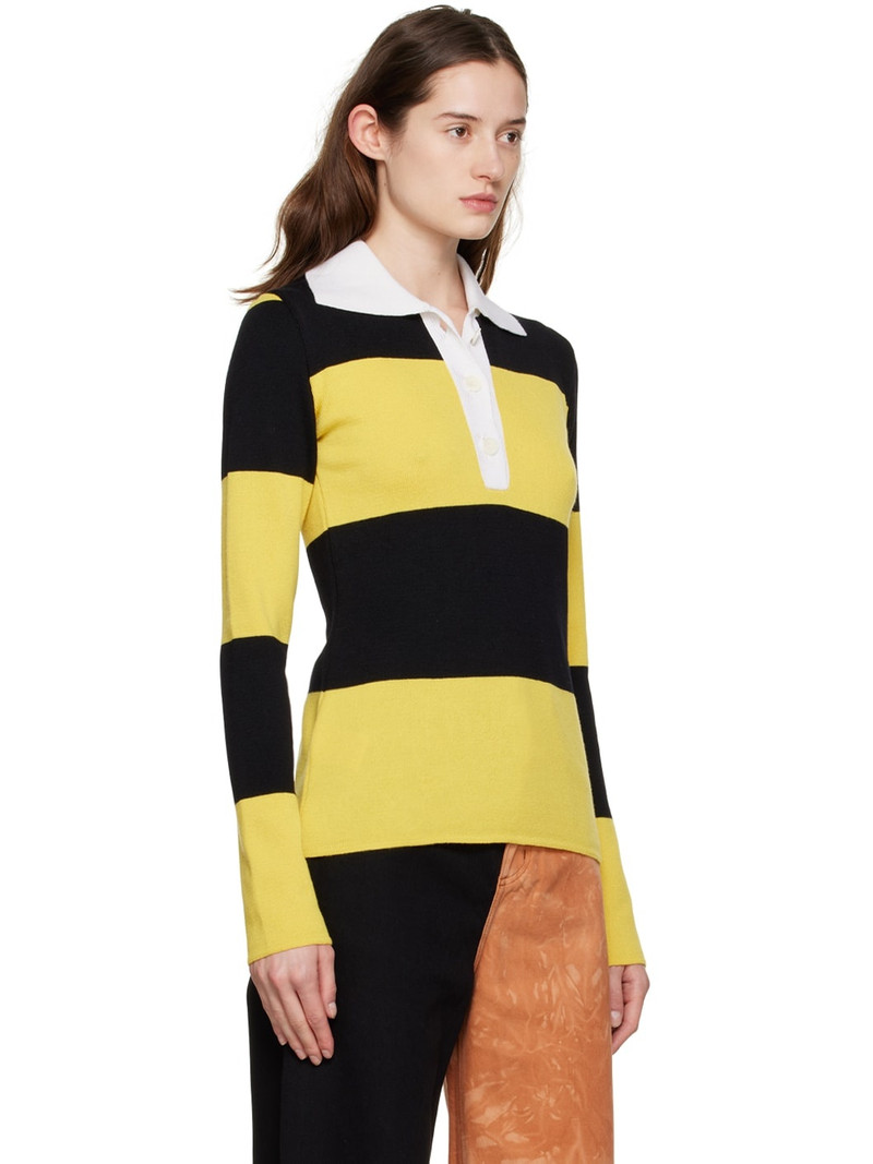 MARQUES’ALMEIDA Black & Yellow Three-Button Polo outlook