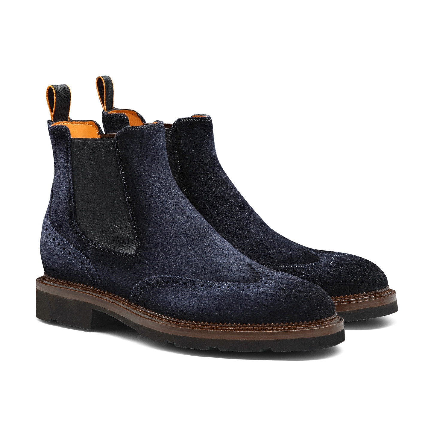 Men’s blue suede Chelsea brogue boot - 3