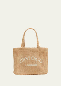 JIMMY CHOO Mini Beach East-West Raffia Tote Bag