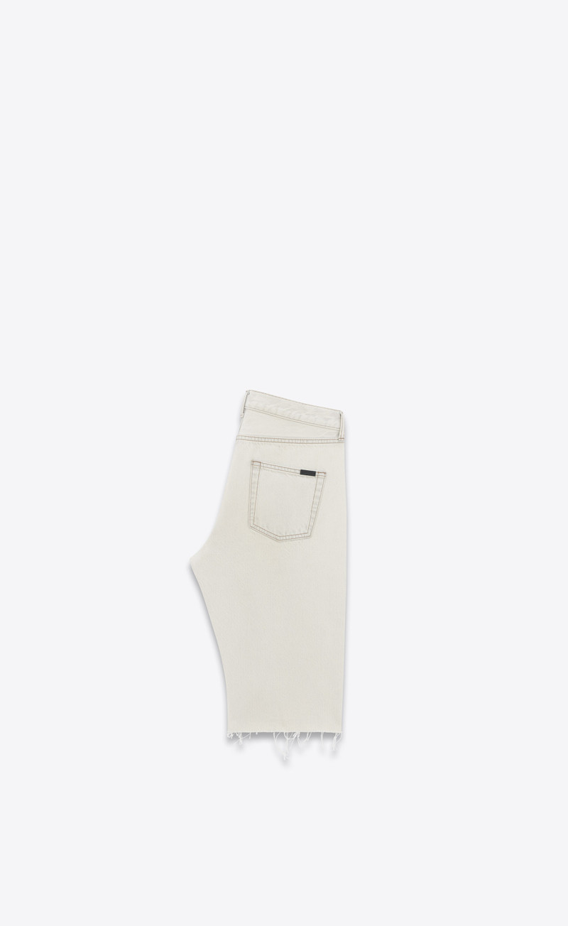 SAINT LAURENT relaxed-fit shorts in grey bleach white denim outlook