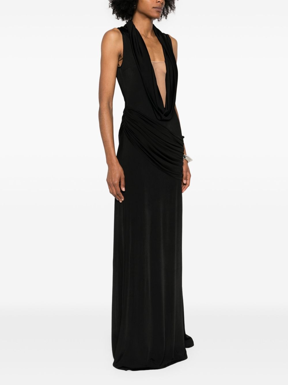 plunge-neck sleeveless maxi dress - 3