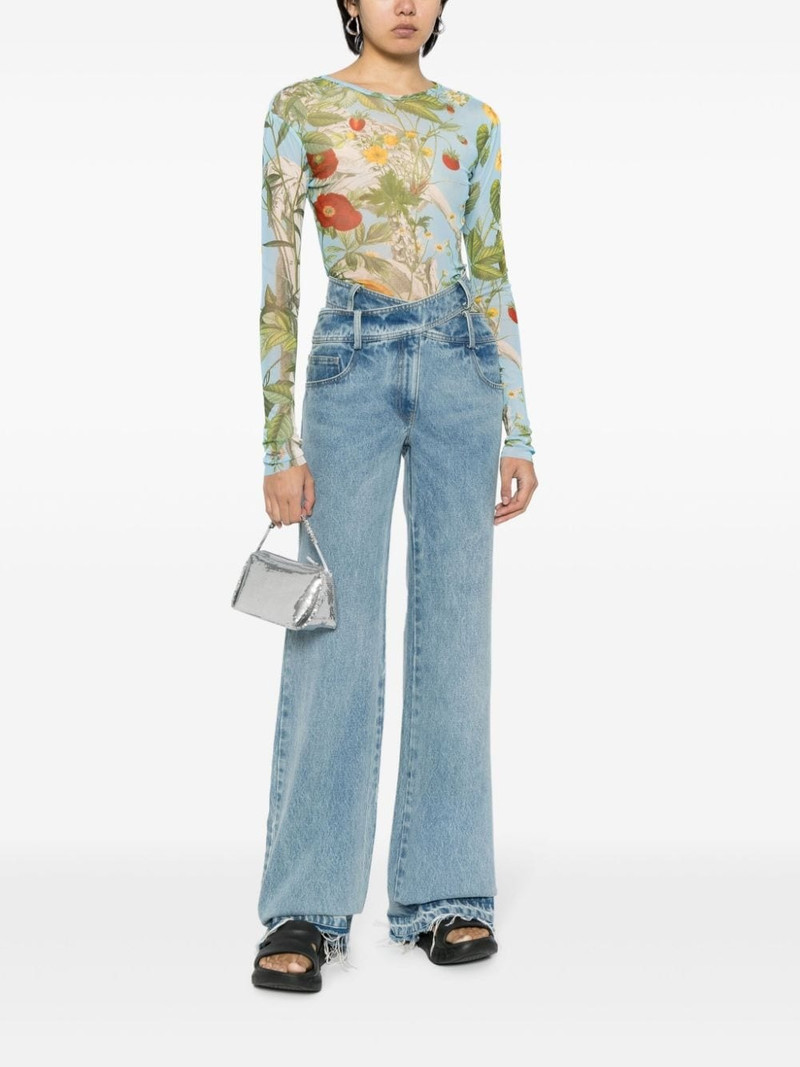 Monse botanical-print mesh T-shirt outlook