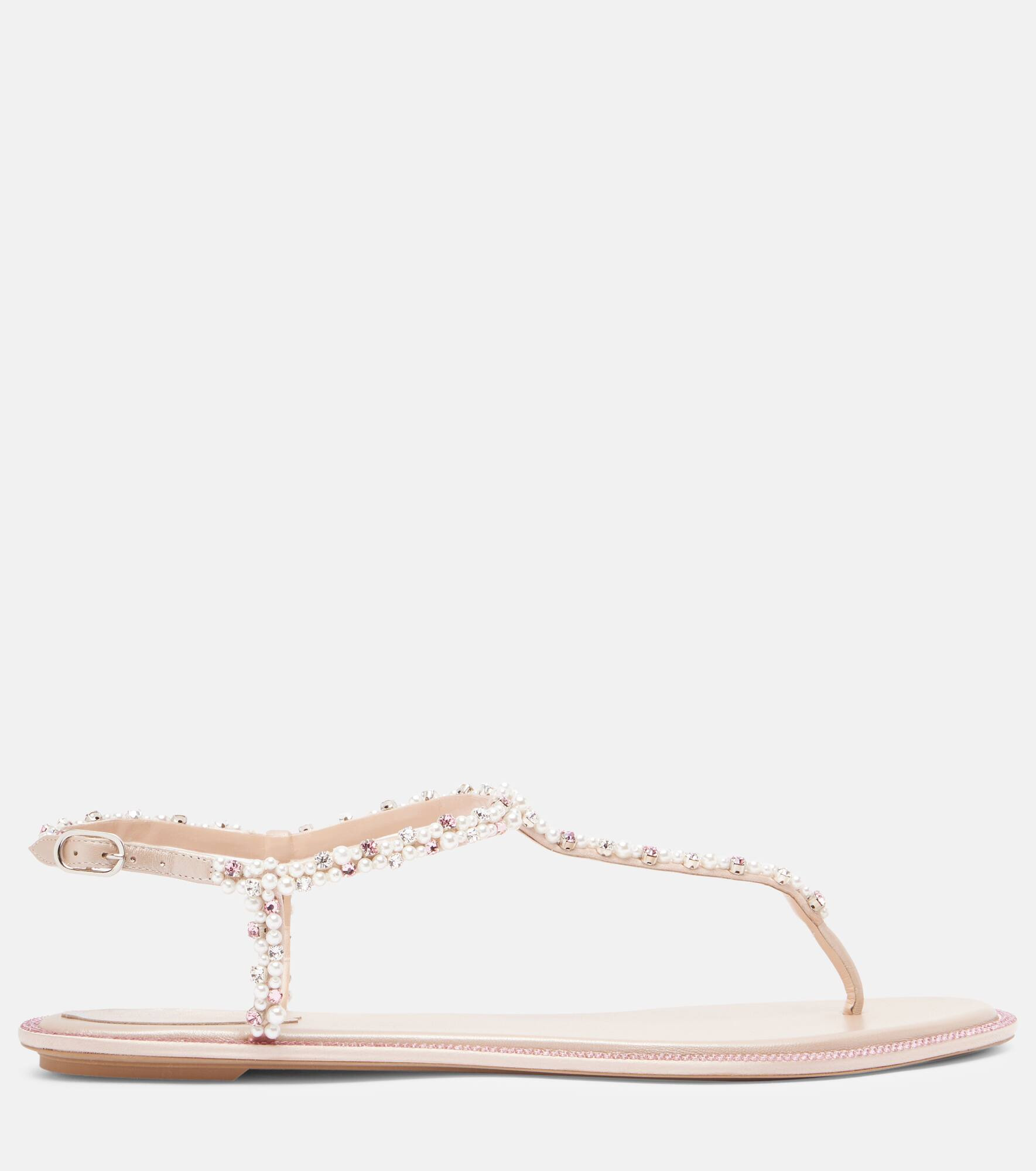 Diana embellished satin thong sandals - 4
