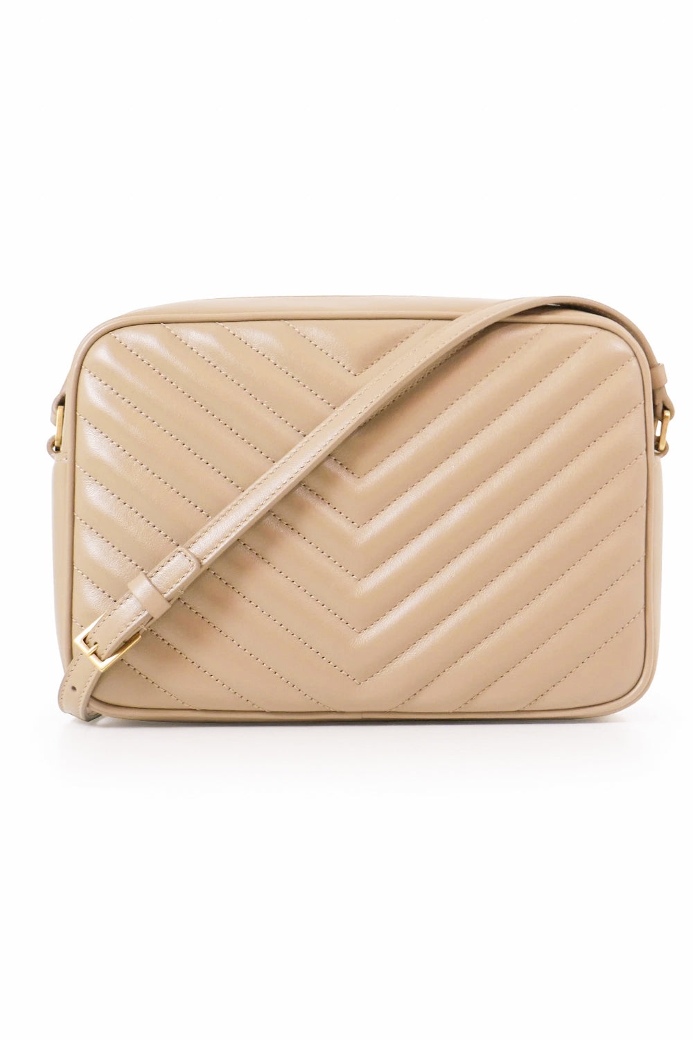 LOU QUILTED CAMERA BAG | DARK BEIGE/GOLD - 2