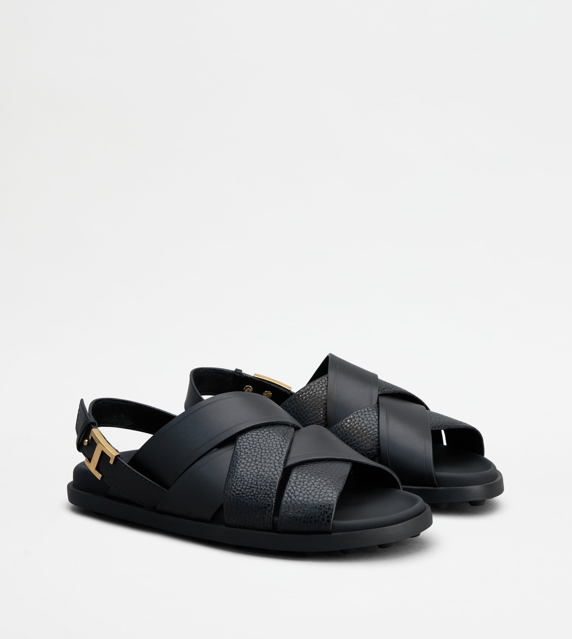 SANDALS IN LEATHER - BLACK - 3