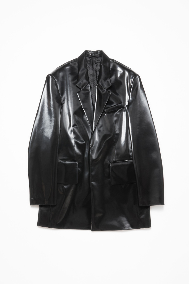 Single-breasted glossed overcoat - Black 8