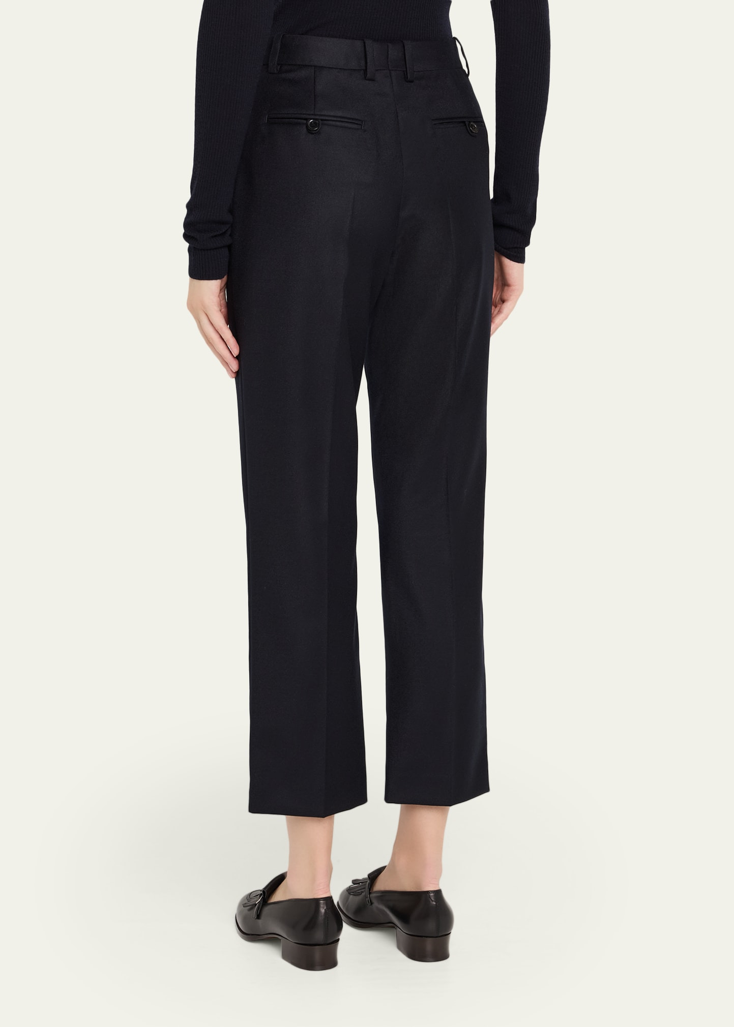 Dermot Wool-Cashmere Flannel Straight-Leg Ankle Pants - 3