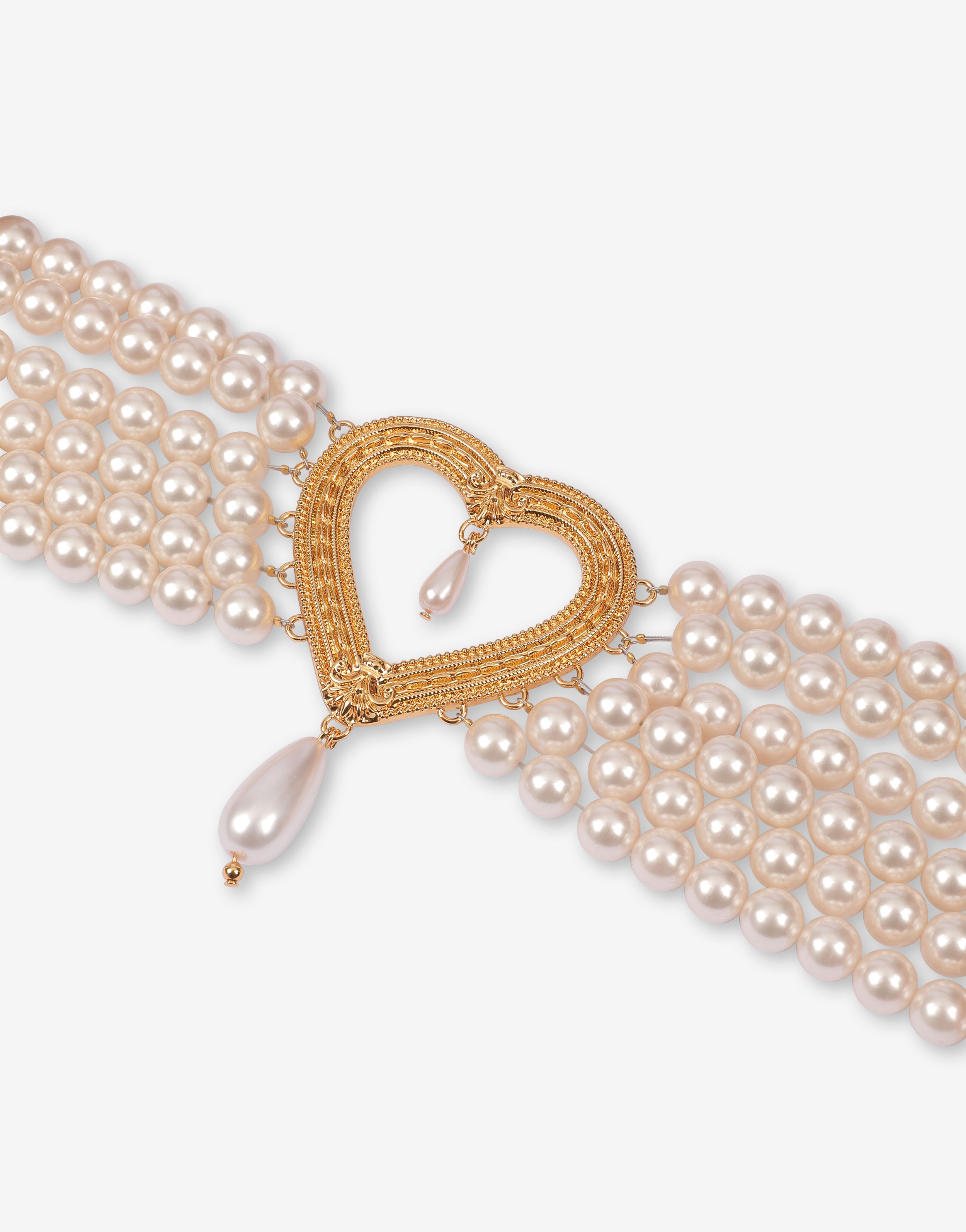 CHOKER NECKLACE WITH PEARLS AND HEART - 2