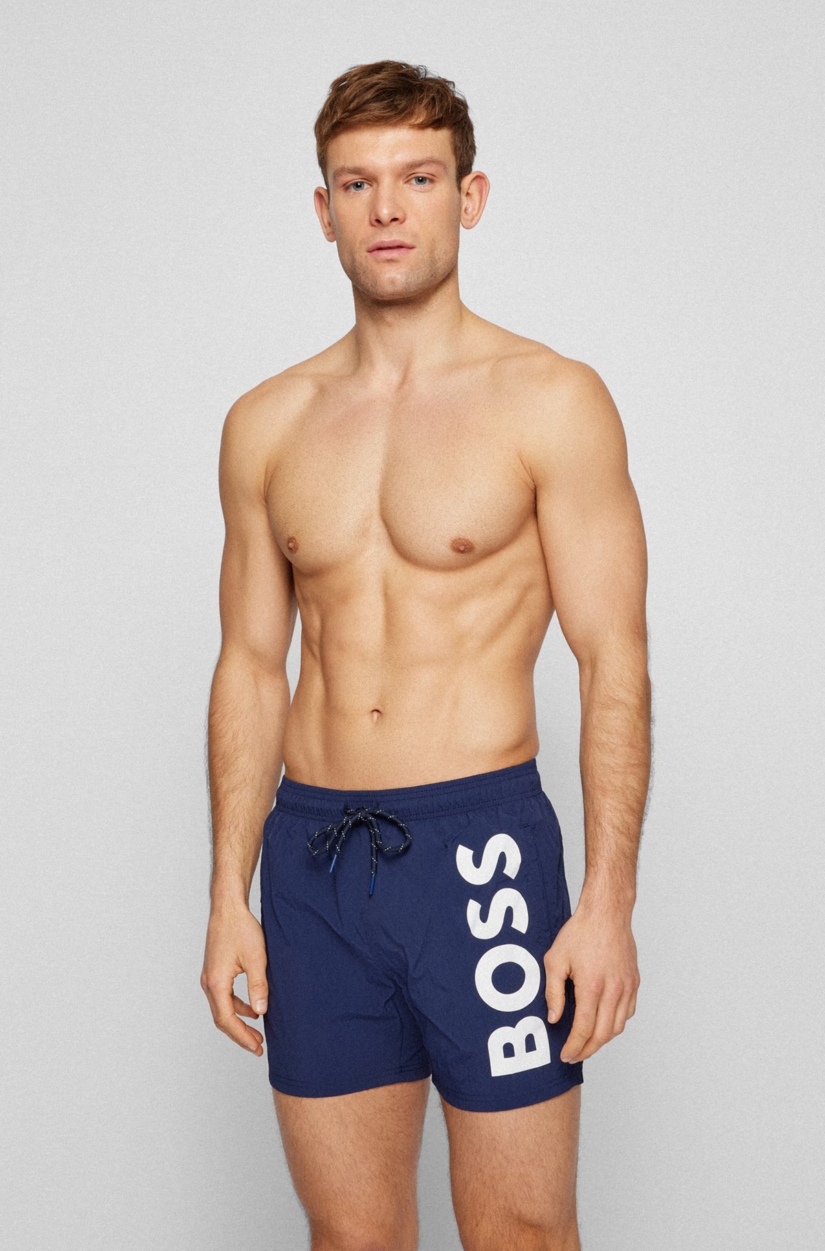 QUICK-DRYING SWIM SHORTS WITH CONTRAST LOGO - 2