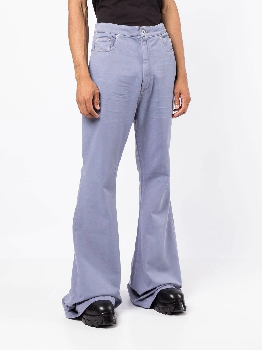 flared-hem denim trousers - 3