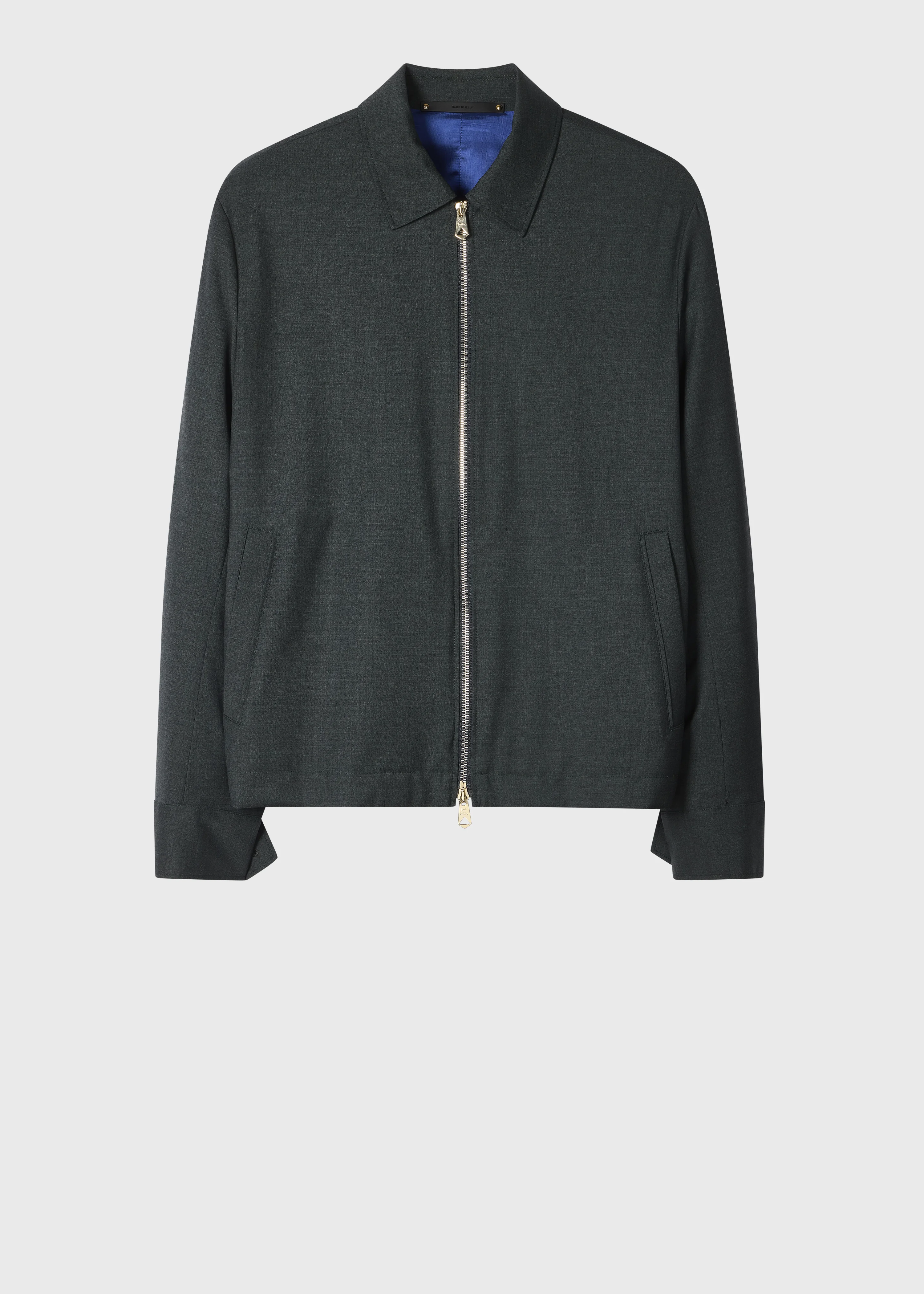 Dark Green Melange 'Storm System' Wool Harrington Jacket - 1