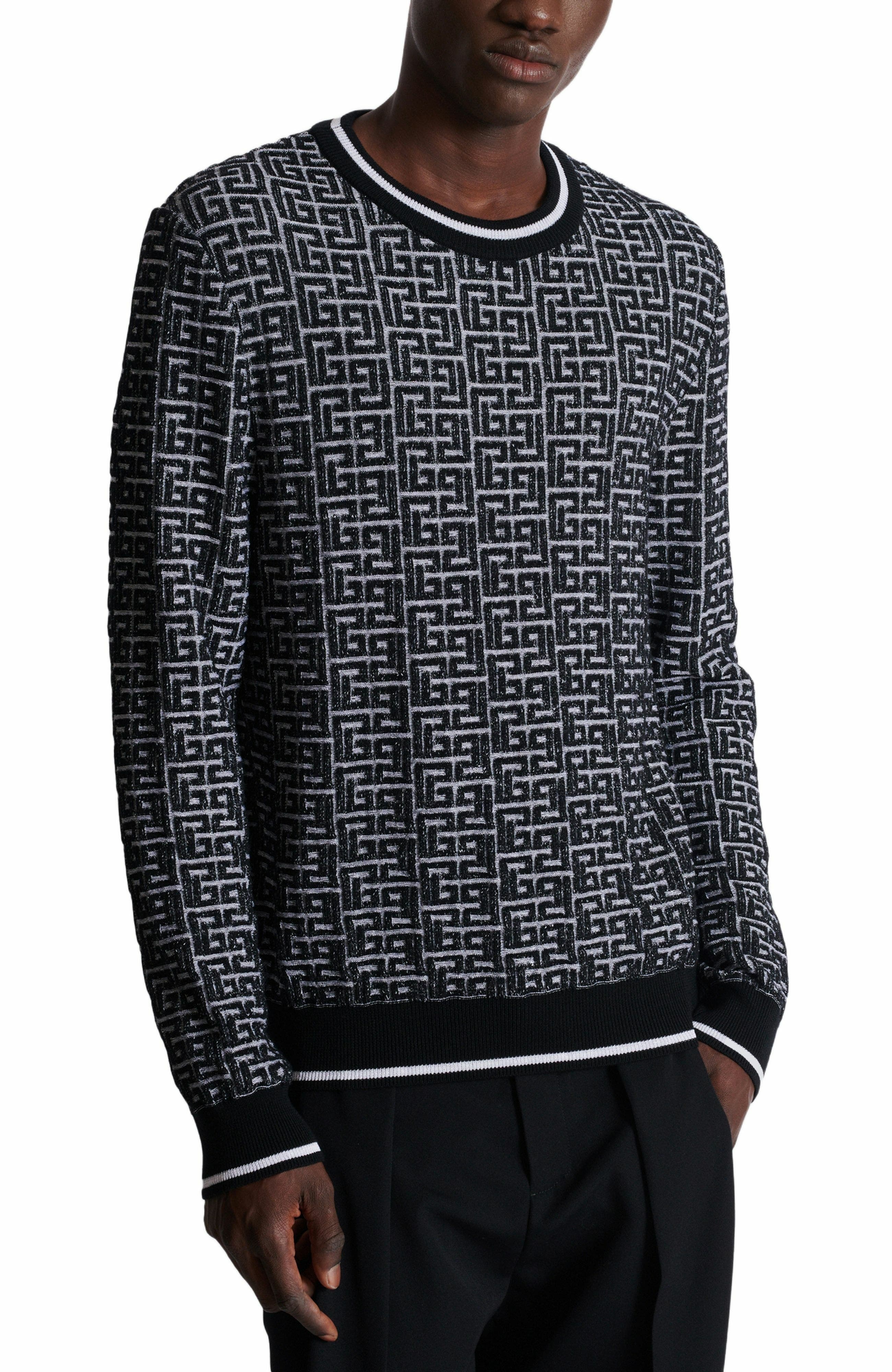 Balmain PB Labyrinth knit jumper in Black at Nordstrom - 6