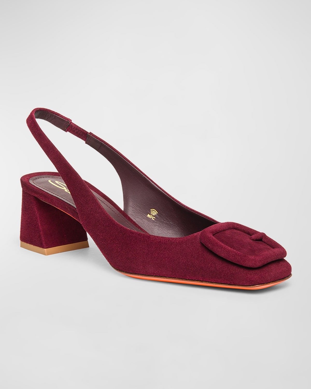 Suede Buckle Slingback Pumps - 2