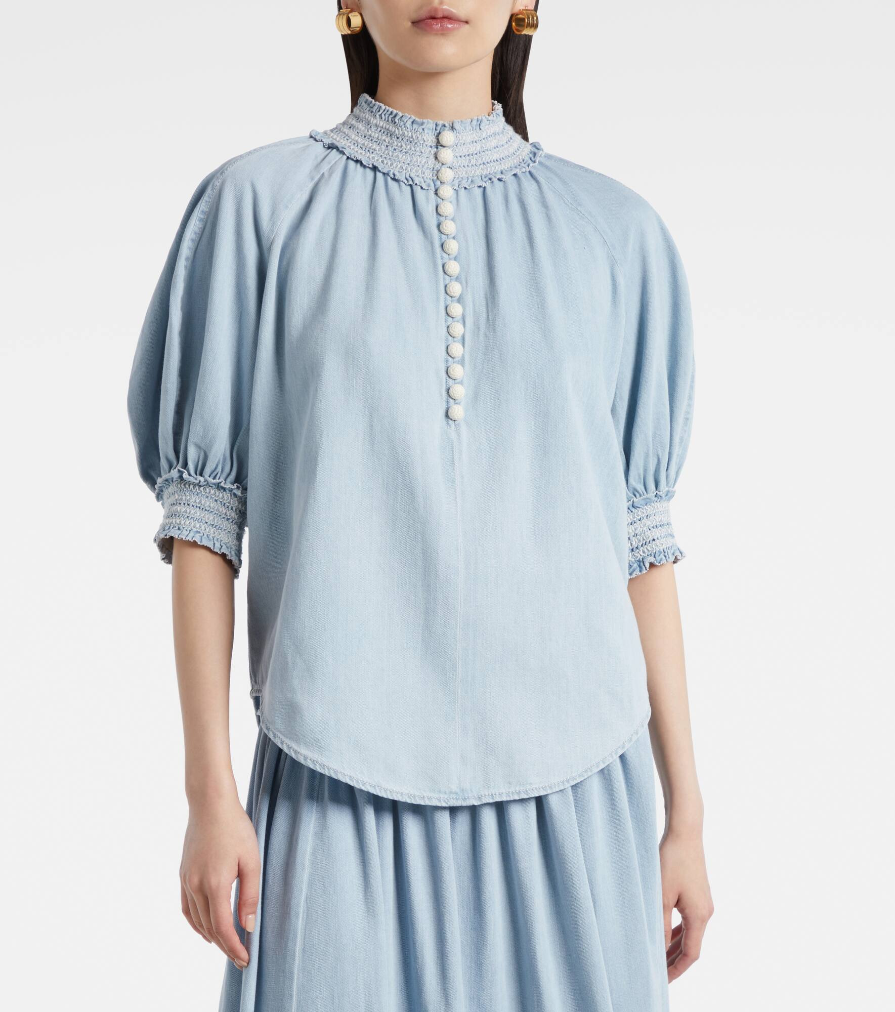 Ascension balloon-sleeve denim blouse - 5