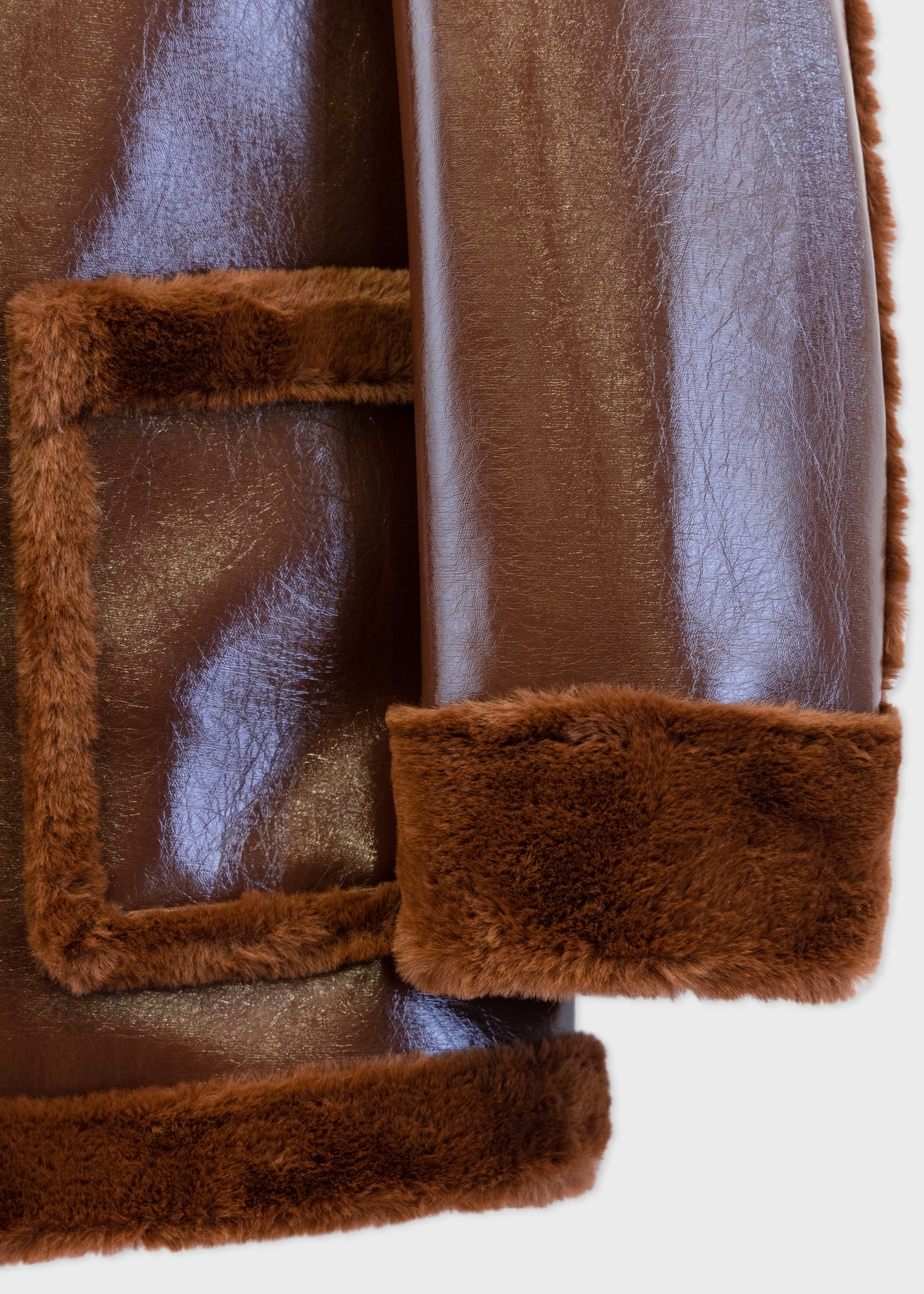 Faux-Leather Pea Coat - 2