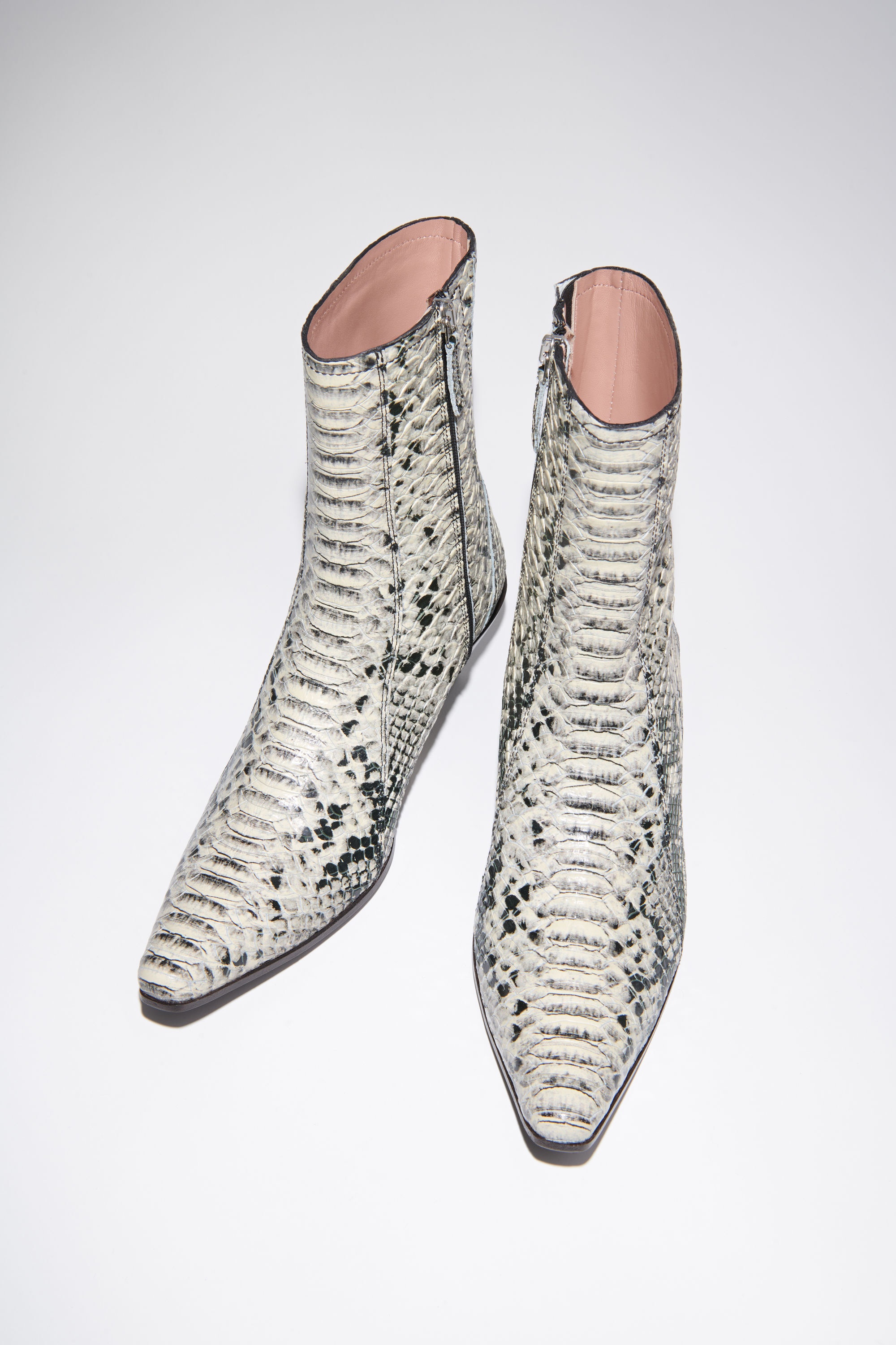 Snake print leather ankle boots - Multi beige - 3