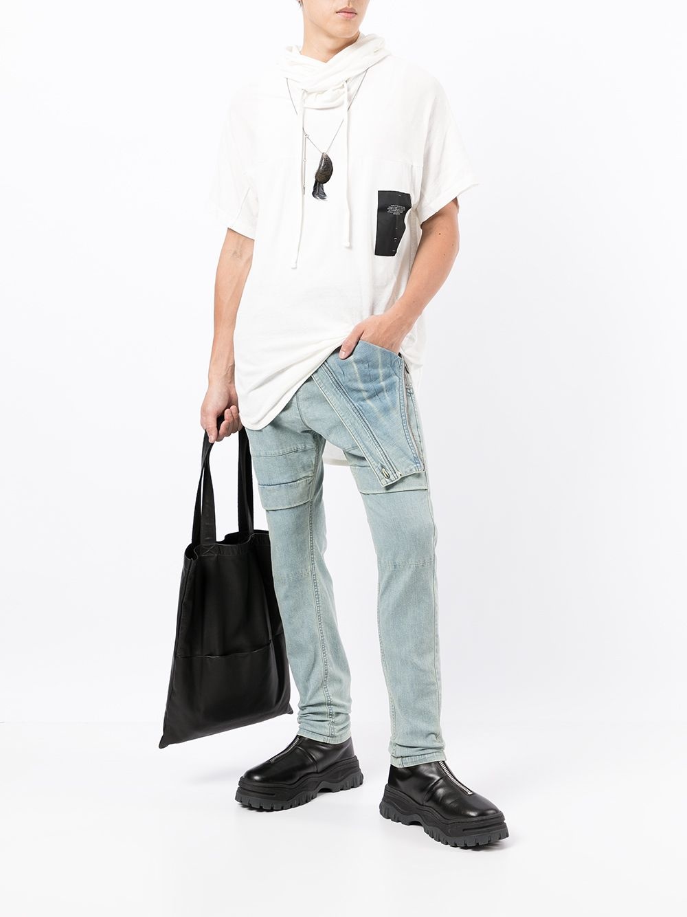 layered slim-fit jeans - 2