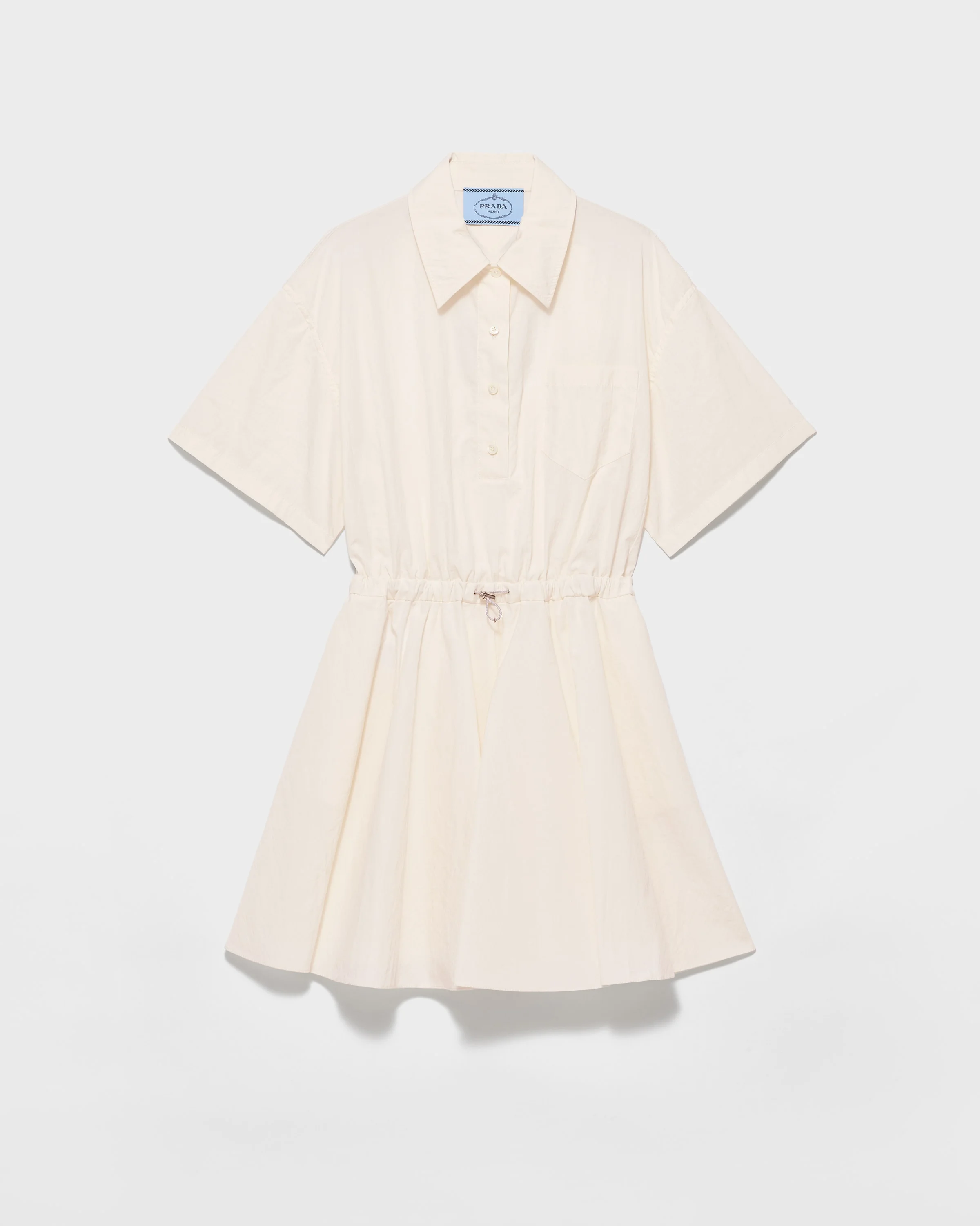 Short-sleeved technical pongé dress - 1