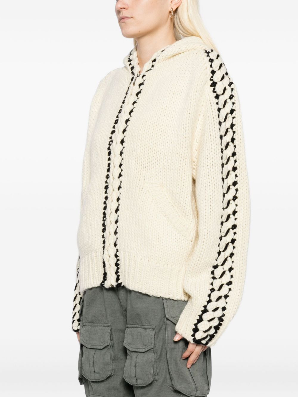 stitch knitted hoodie - 3