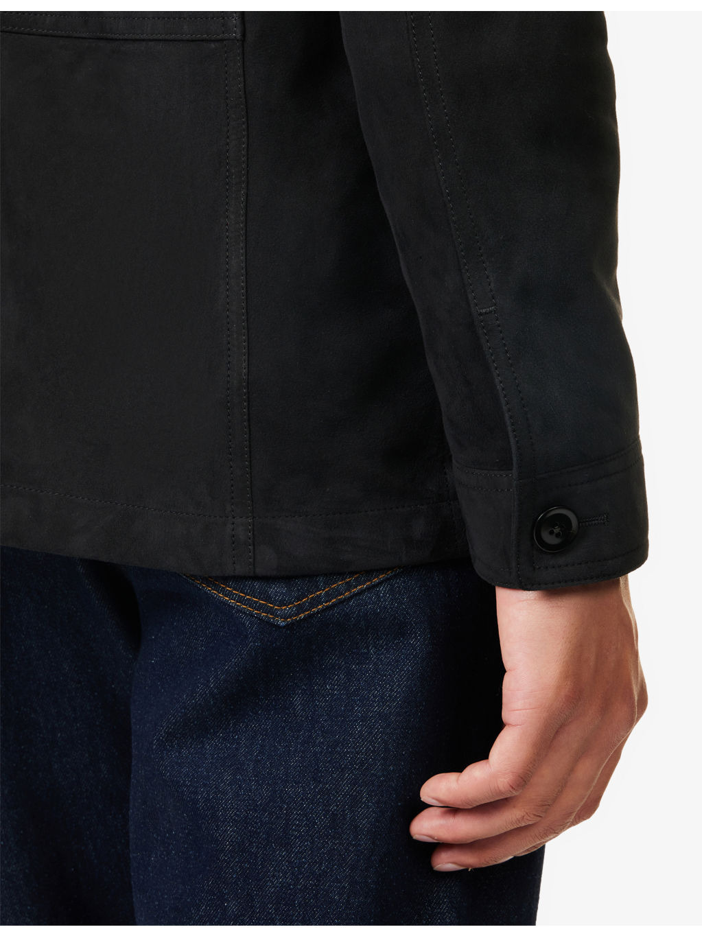 Light Pocket Long-Sleeve Suede Jacket - 6