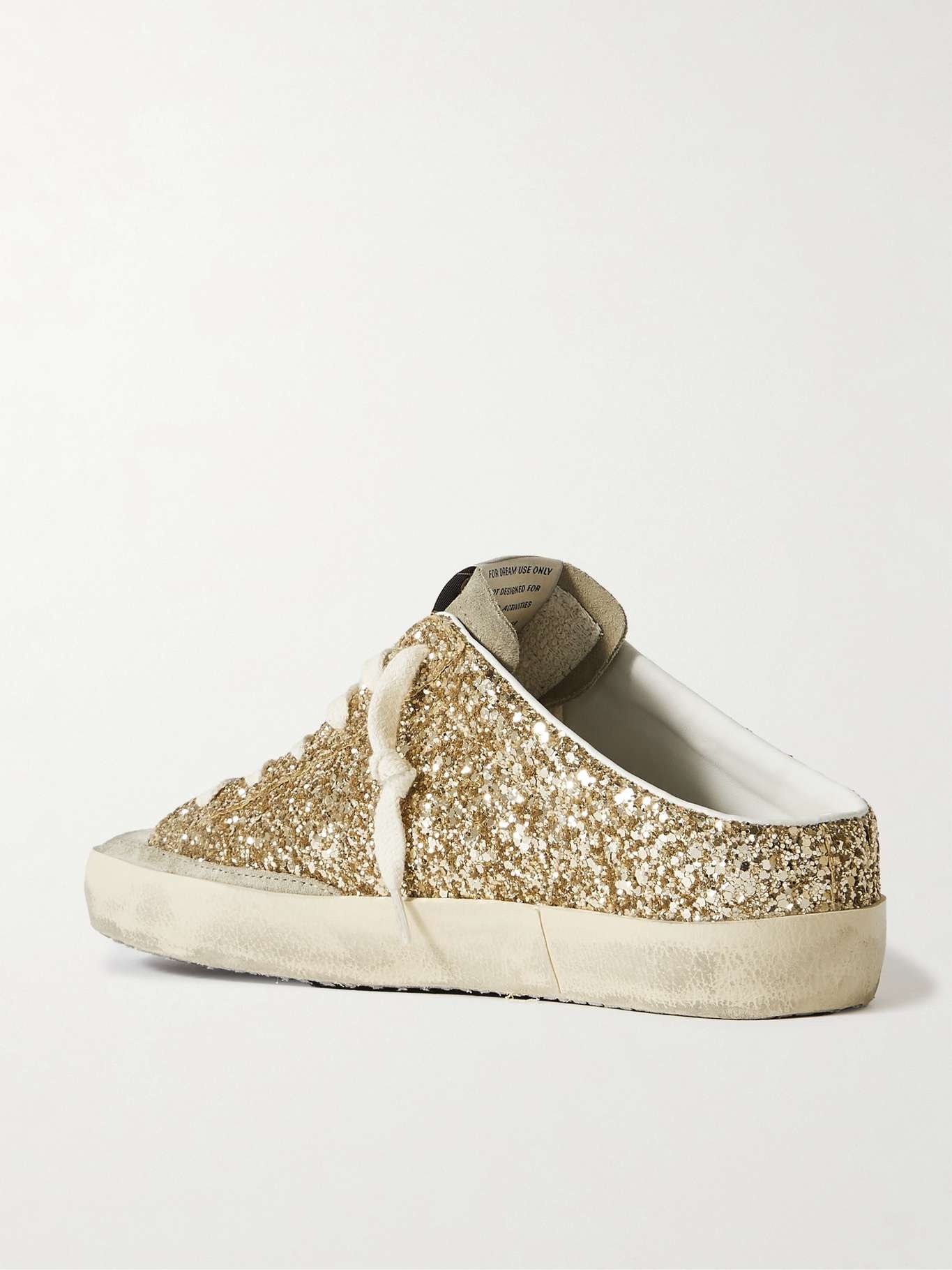 Super-Star Sabot distressed leather-trimmed glittered suede slip-on sneakers - 3