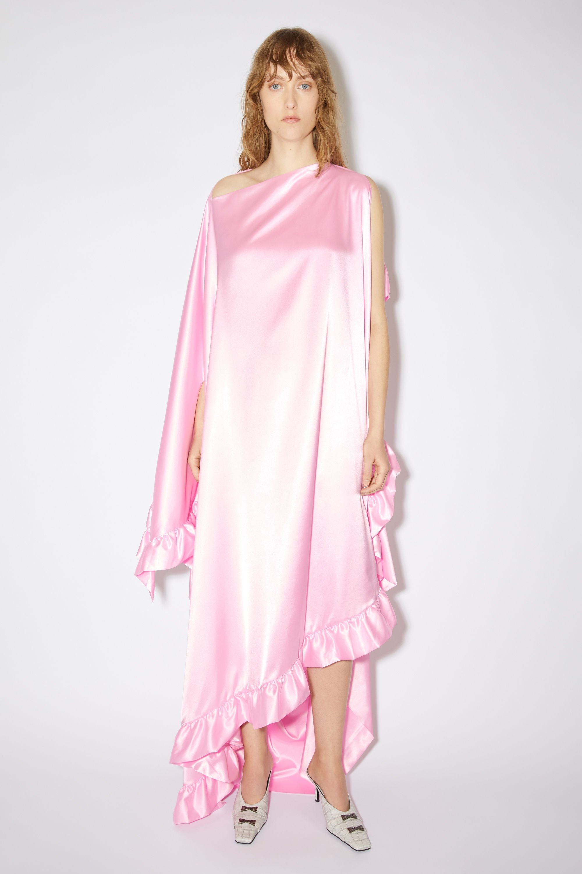 Satin ruffle dress - Pink - 2
