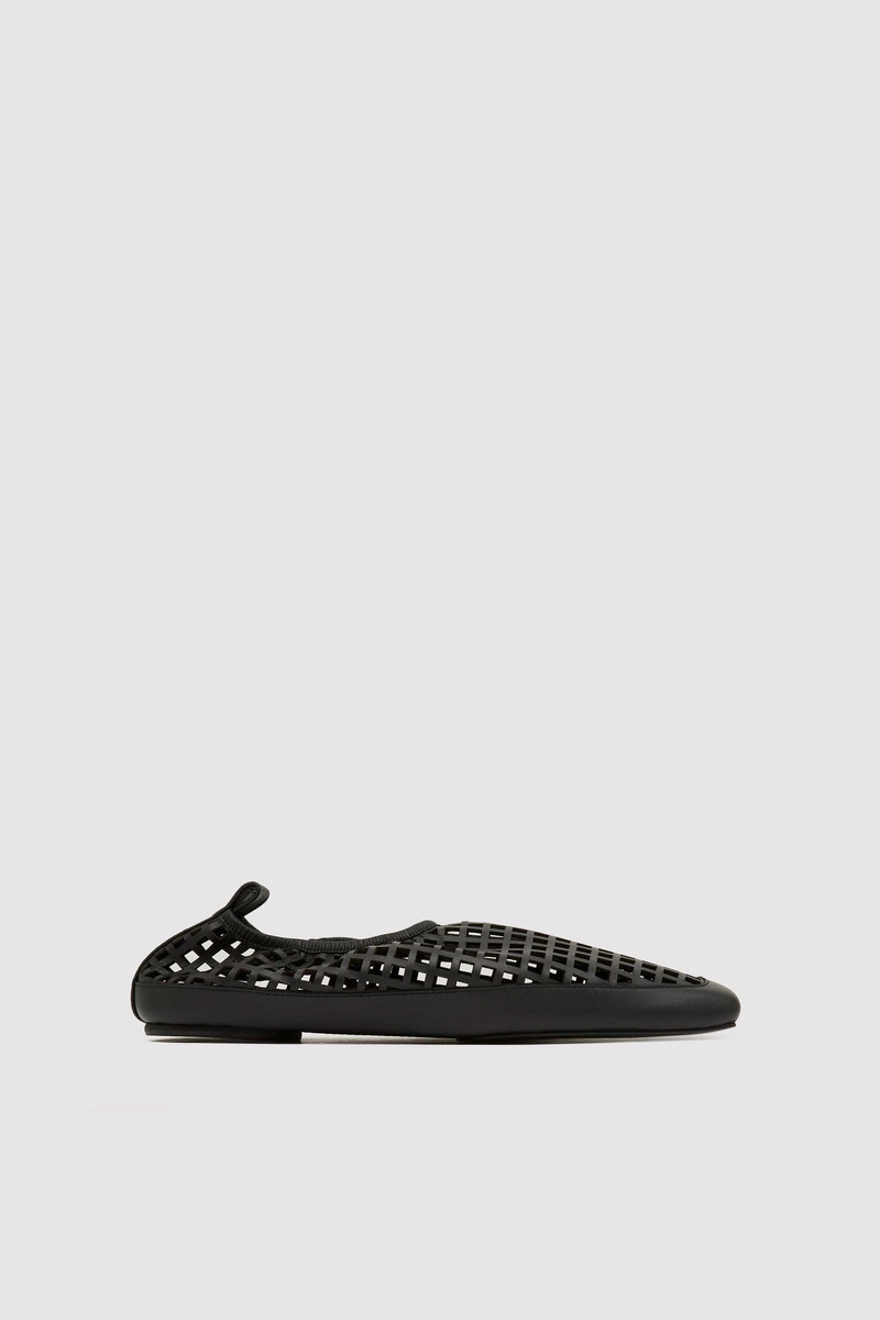 Perforated Square Toe Flat - Black 1