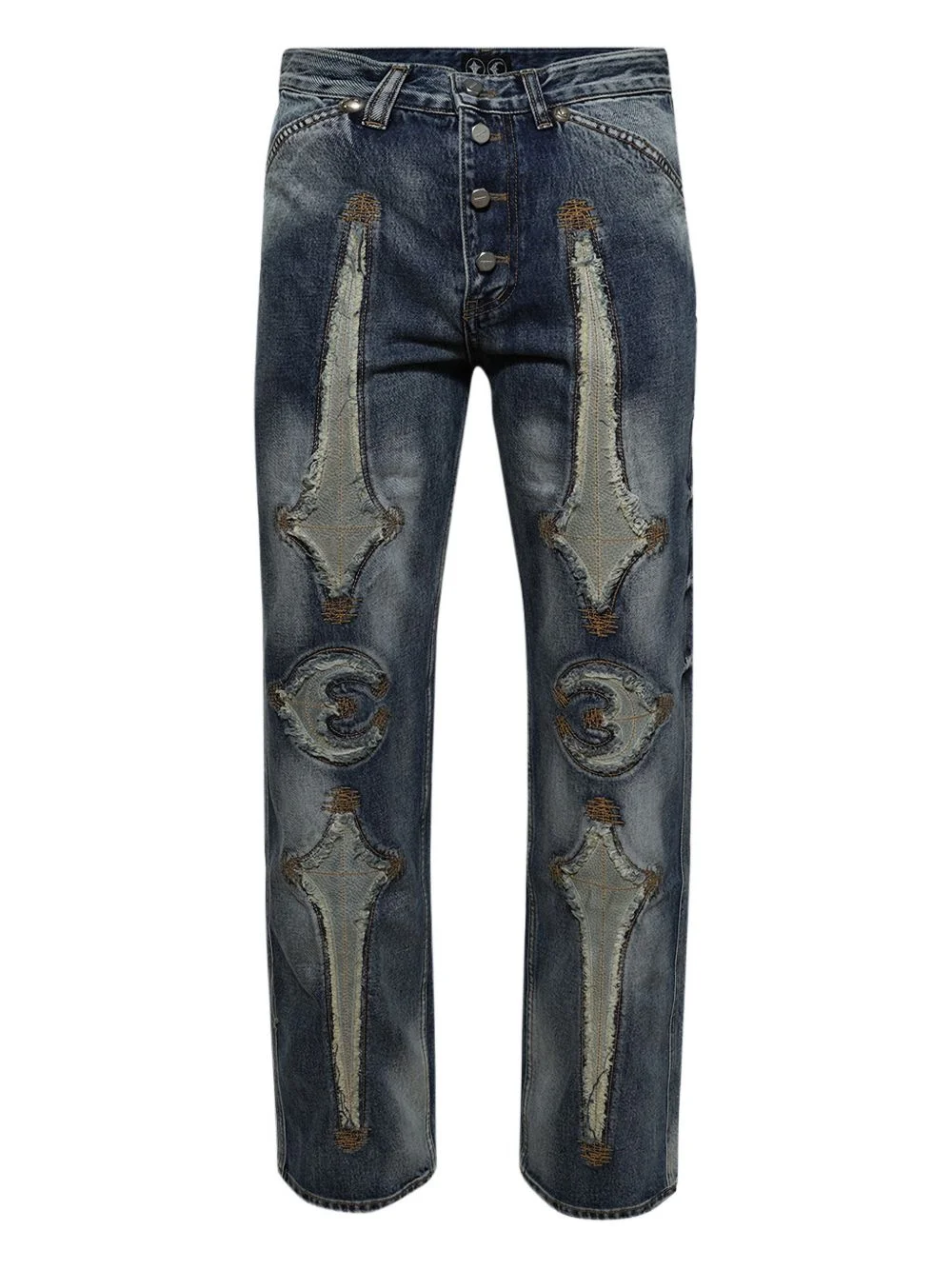 Bone button-fastening jeans - 1