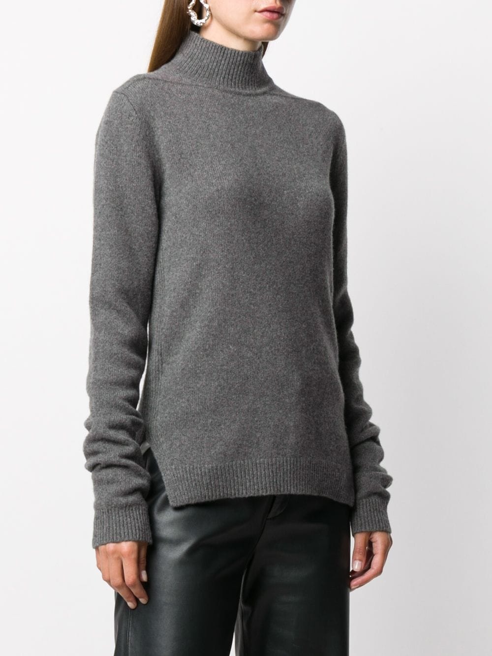 ribbed edge mock neck jumper - 3