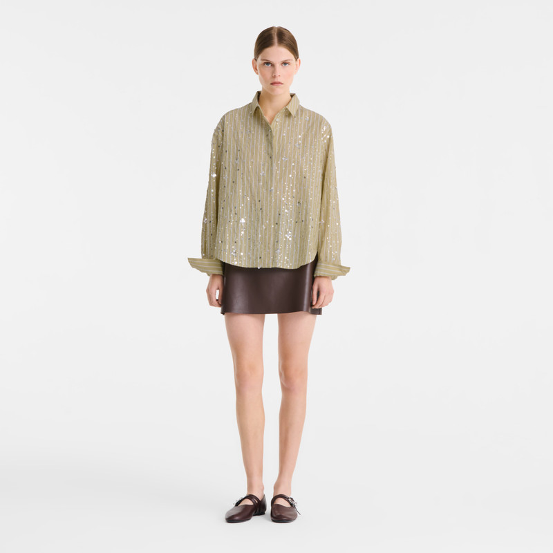 Longchamp Shirt Pistachio - Sequin poplin outlook