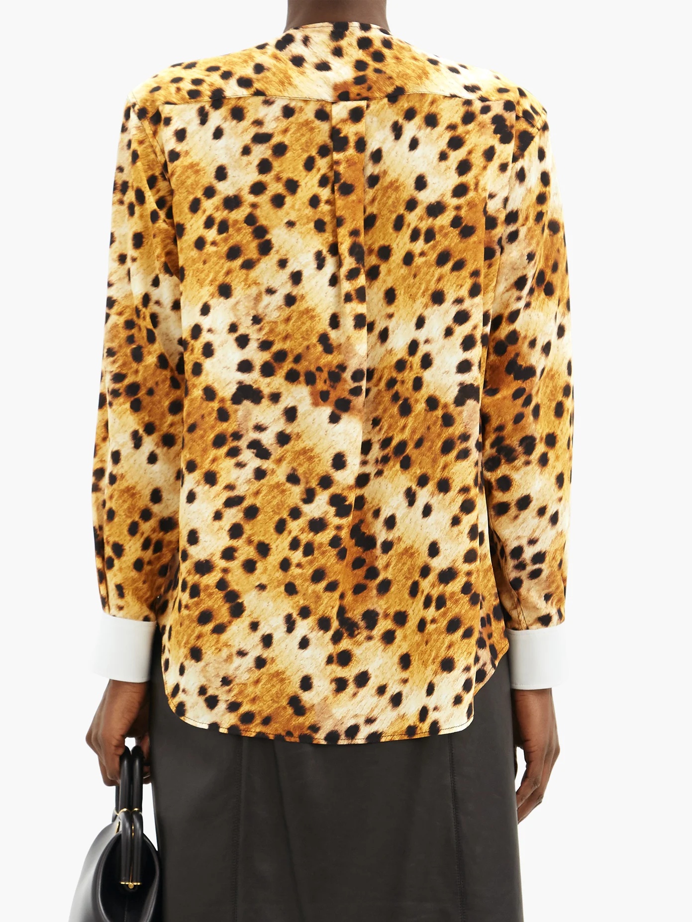 Contrast-cuff leopard-print silk blouse - 5