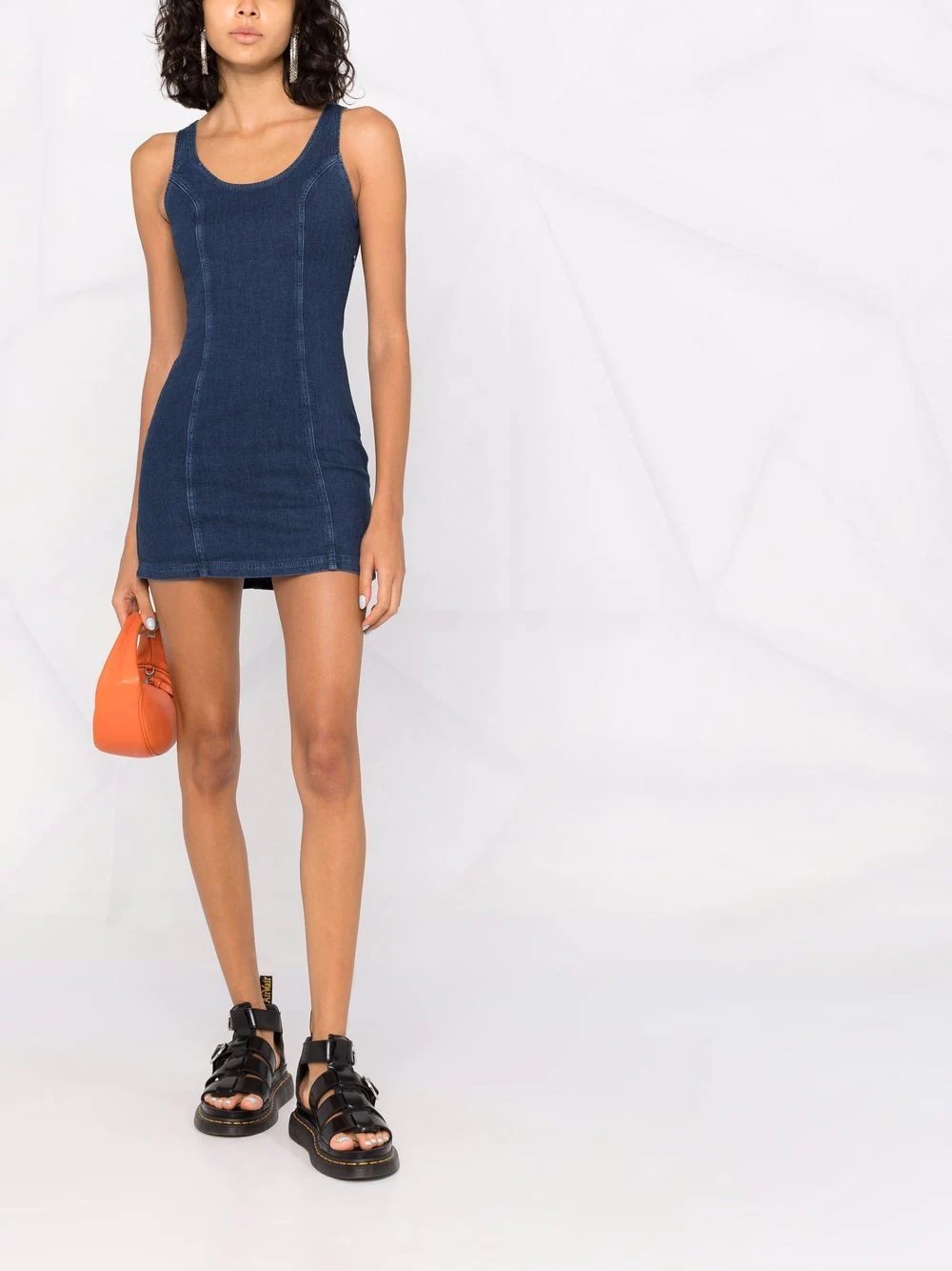 sleeveless denim mini dress - 2