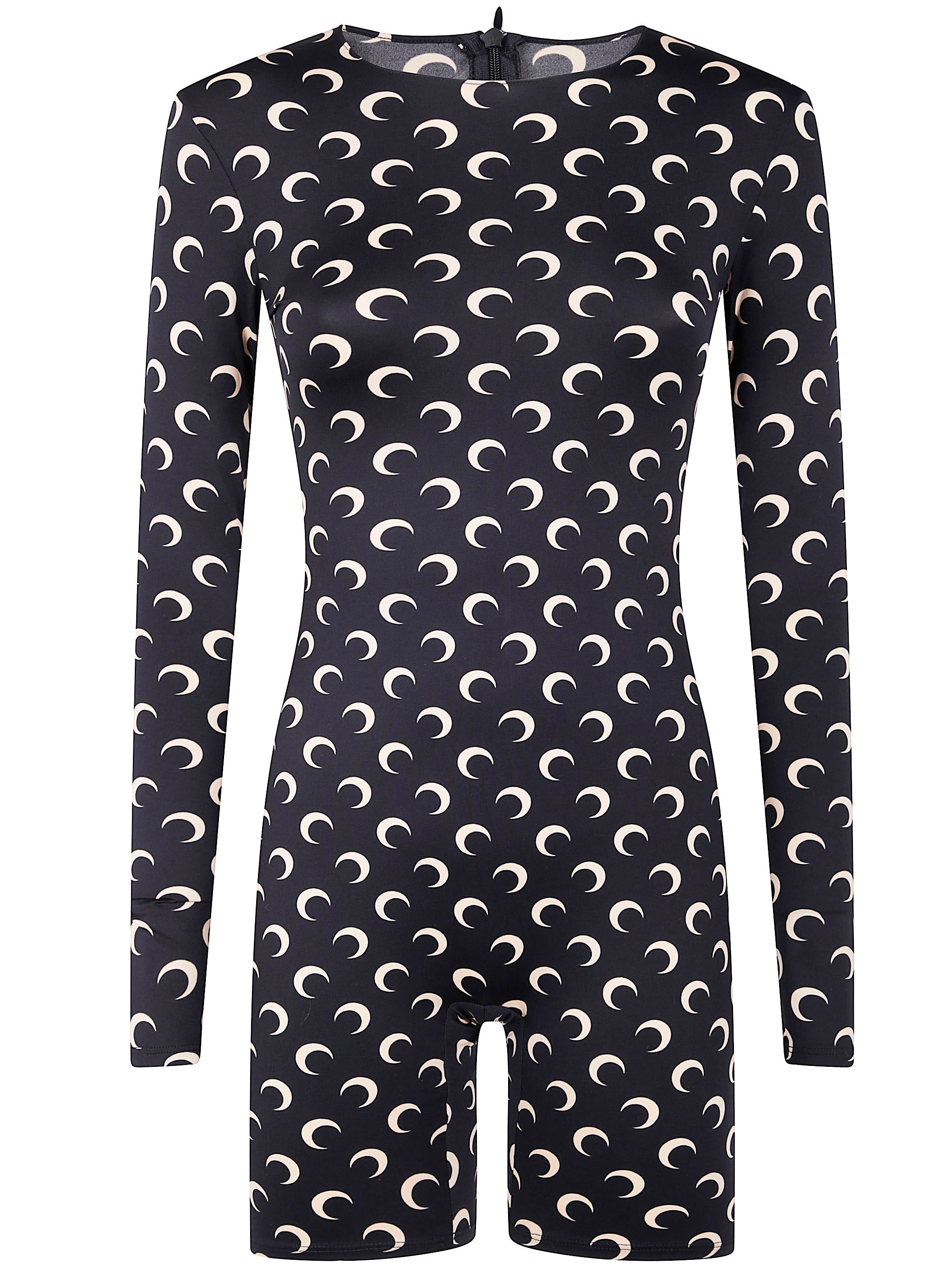 Marine Serre Women "Moon" Printed Jersey Long Sleeves Short Catsuit - 3