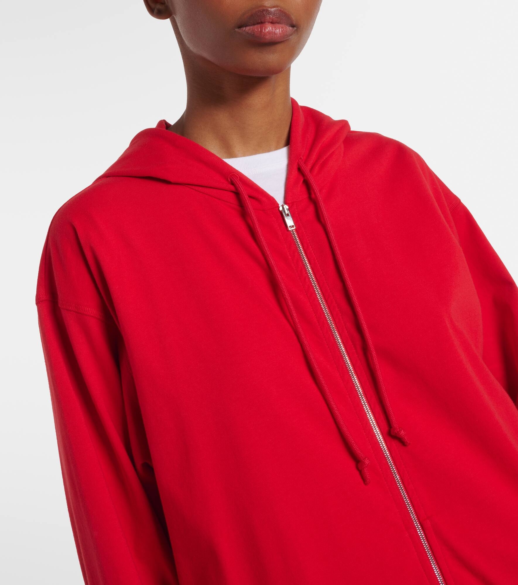 Rosy cotton jersey zip-up hoodie - 4
