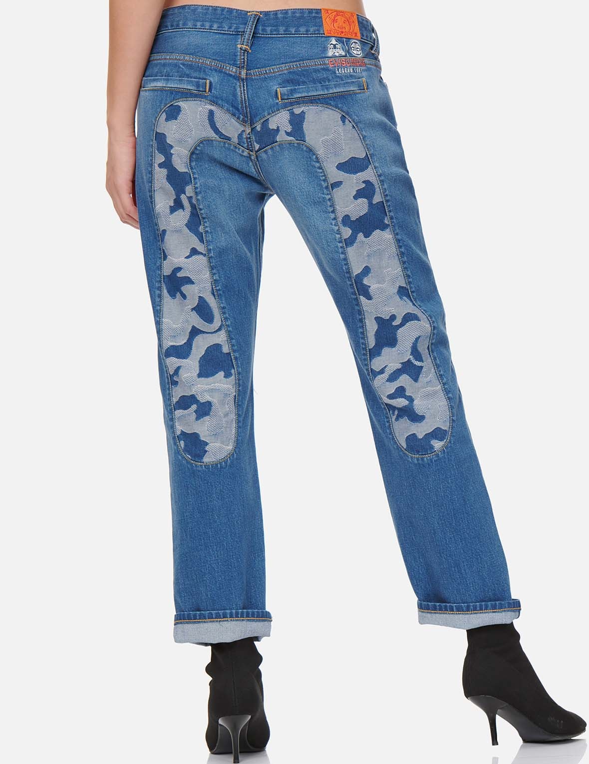 CAMOUFLAGE JACQUARD DAICOCK INSERT BOYFRIEND JEANS - 7