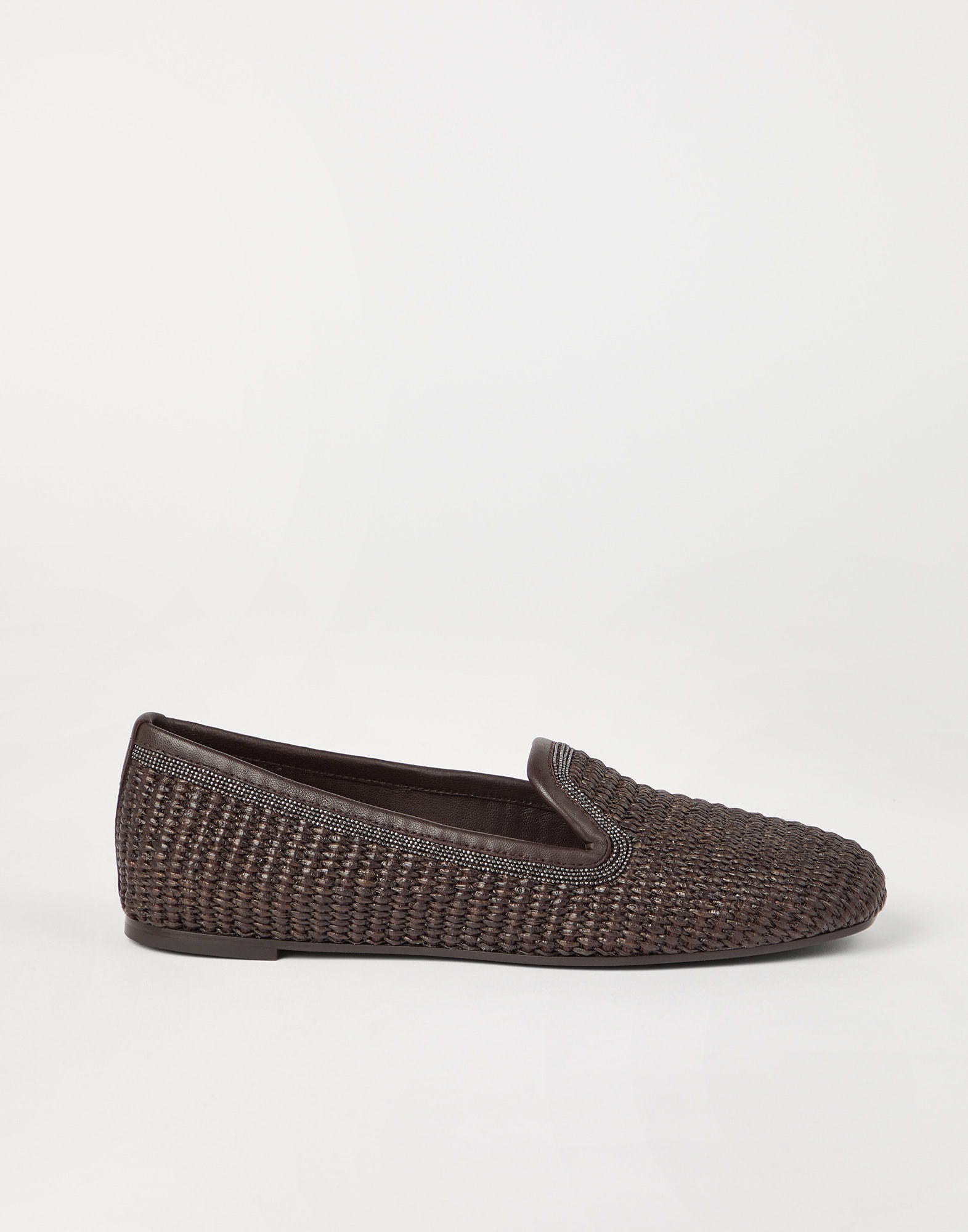 Techno raffia slippers with precious trim - 5