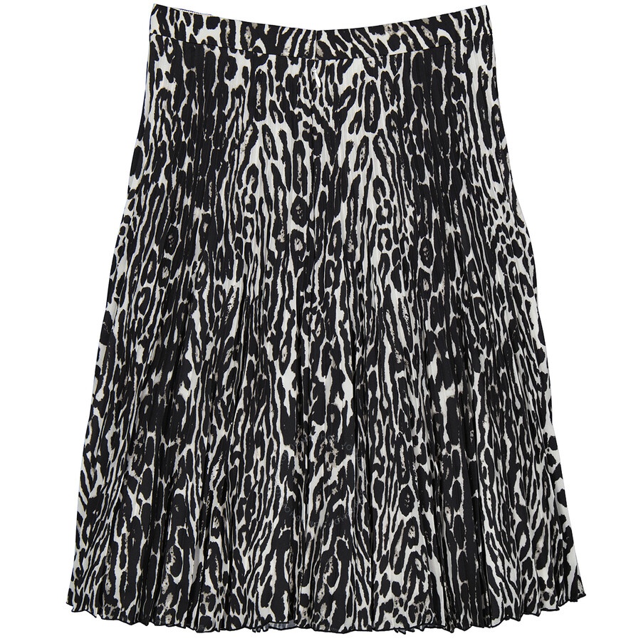 Burberry Monochrome Leopard Print Fluid Pleated Skirt - 2