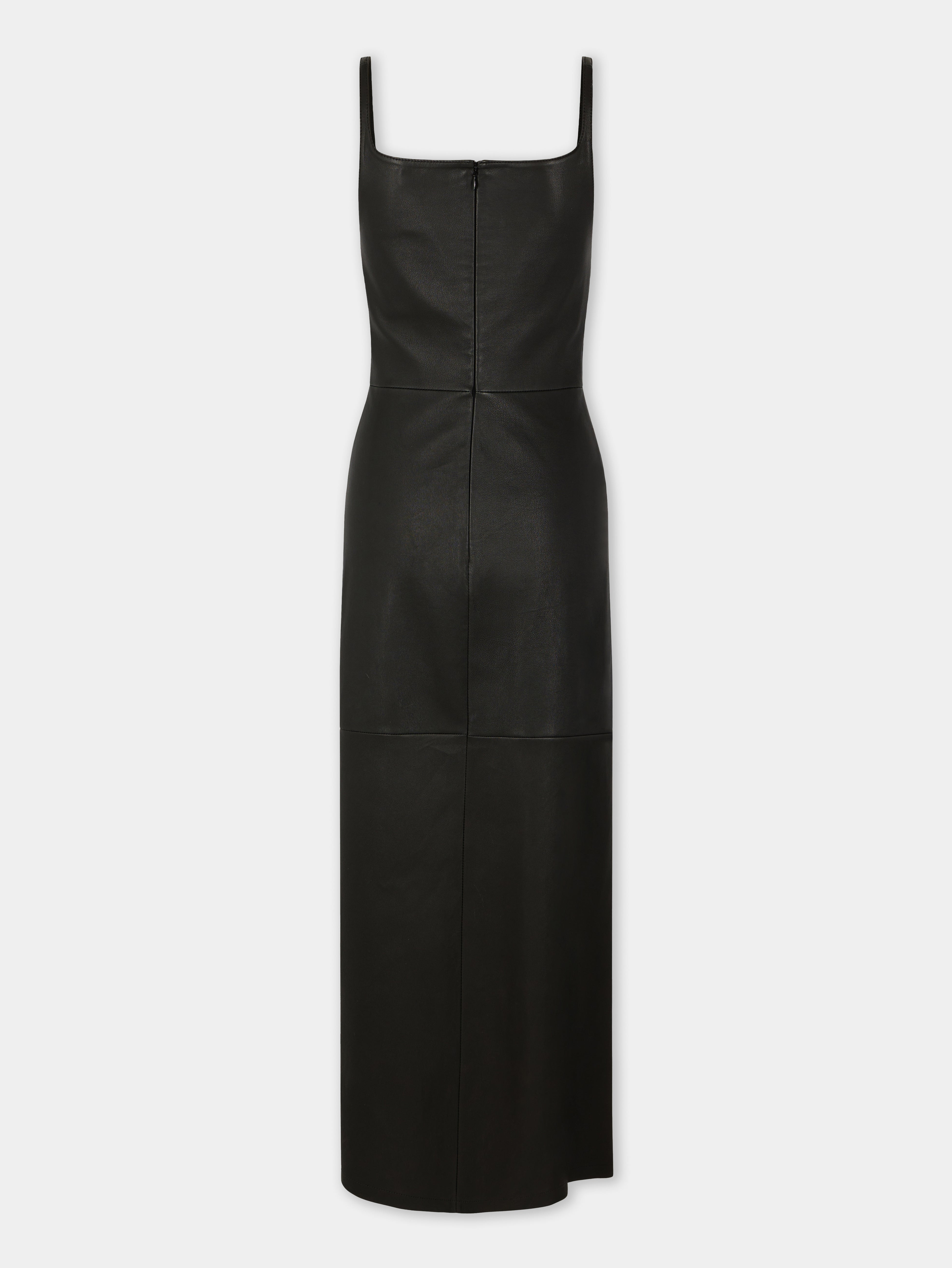 DRAPED MIDI DRESS IN LEATHER - 2