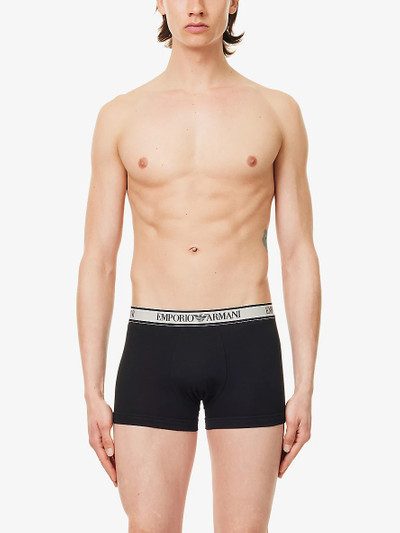 EMPORIO ARMANI Branded-waistband pack of three stretch-cotton trunks outlook