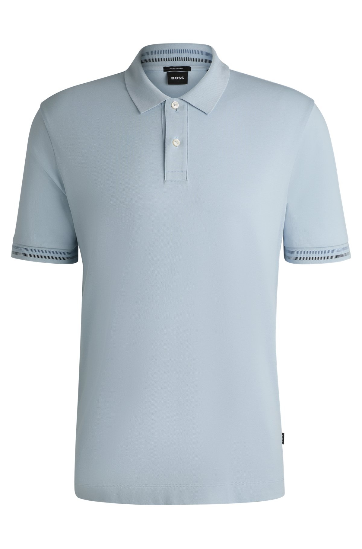 MERCERIZED-COTTON REGULAR-FIT POLO SHIRT WITH STRIPE TRIMS - 1
