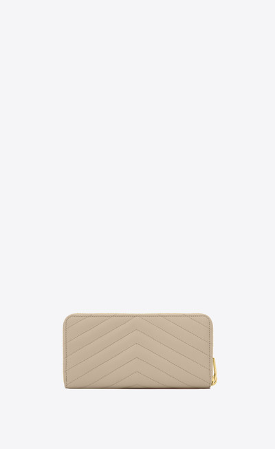 SAINT LAURENT monogram zip around wallet in grain de poudre embossed leather outlook