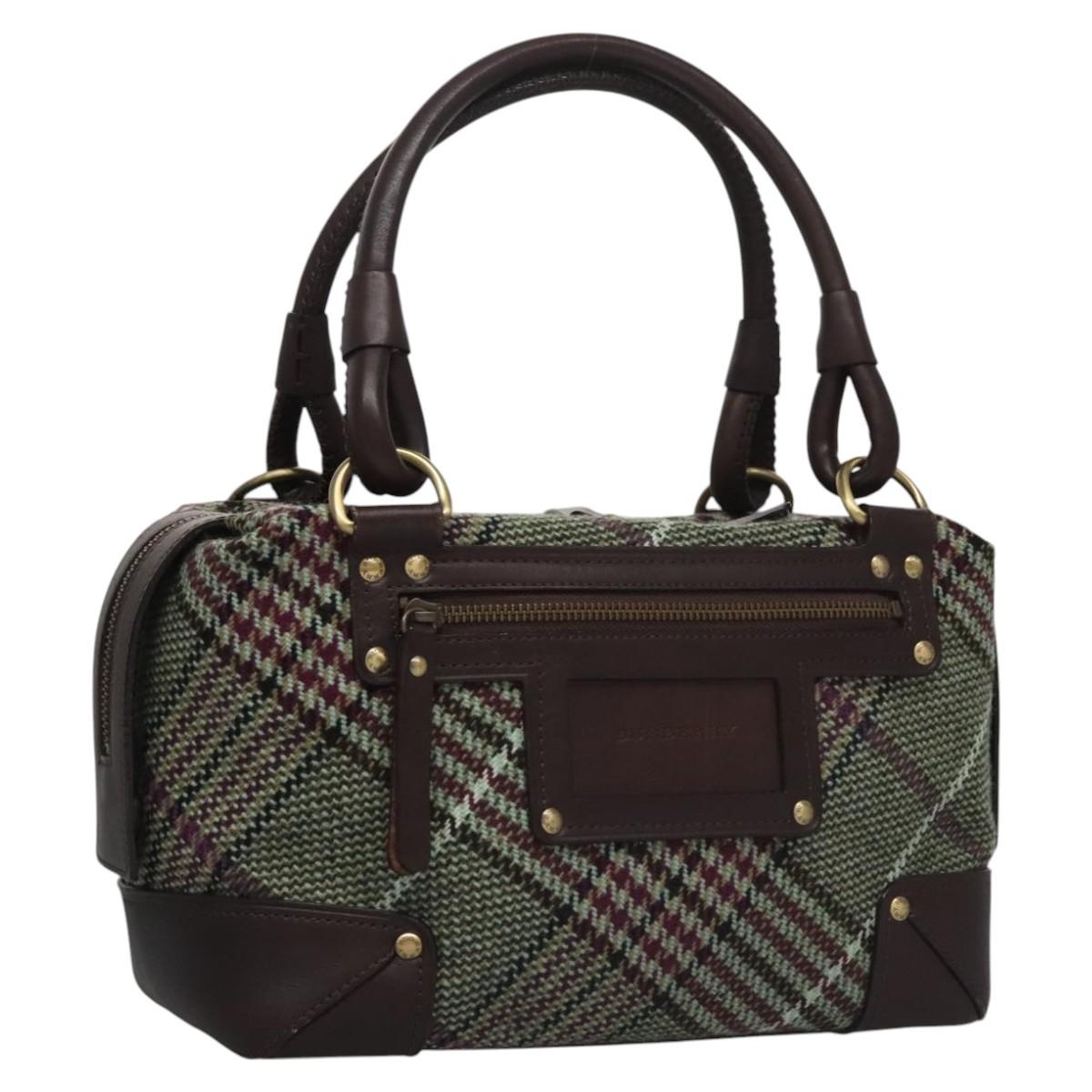 Burberry Nova Check Hand Bag Canvas Green - 1