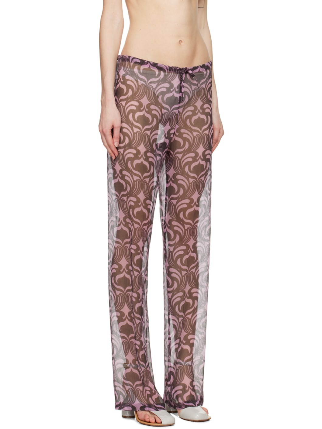 Black & Pink Printed Trousers - 2