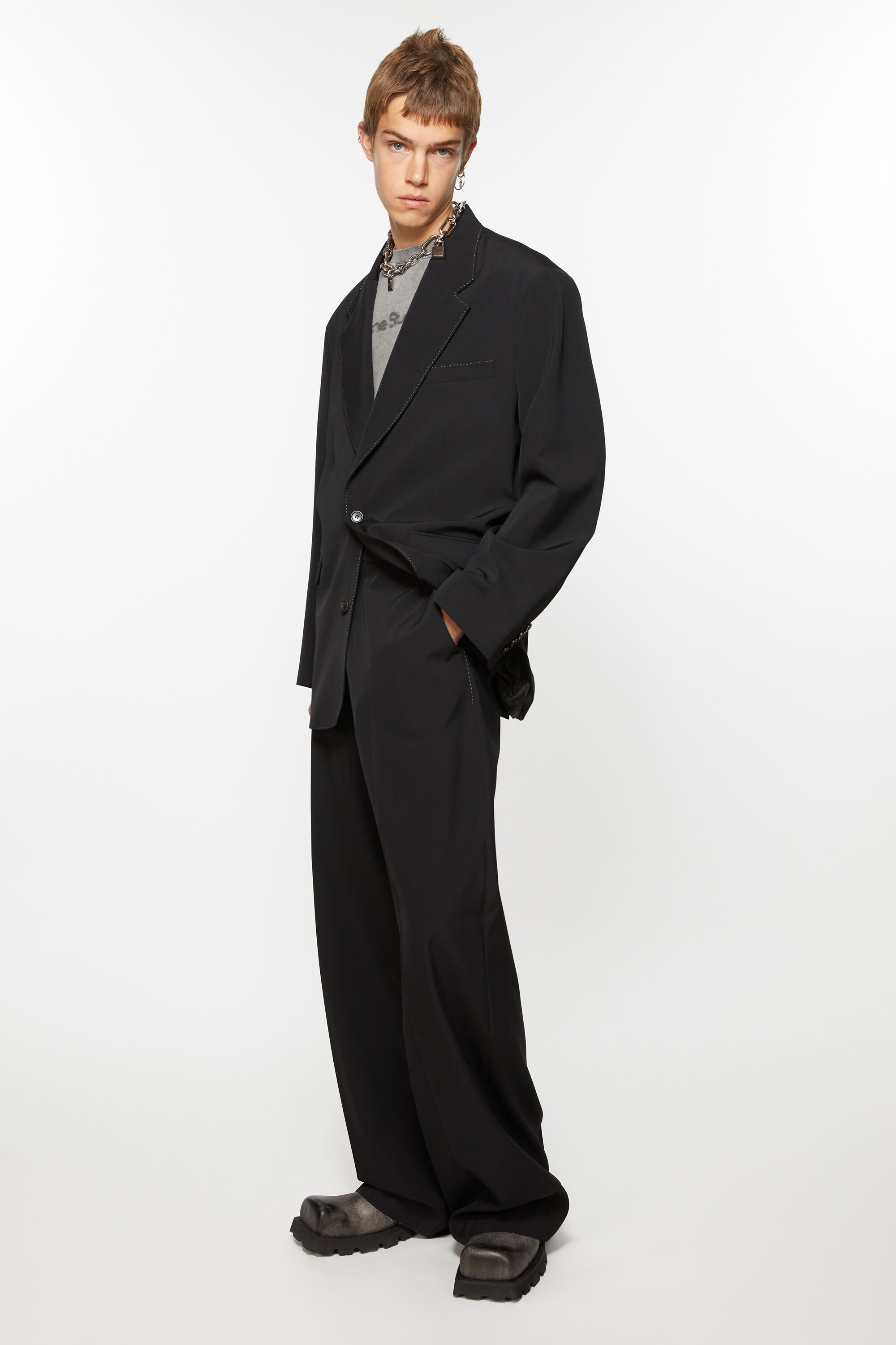 Single-breasted suit jacket - Relaxed fit - Black - 5