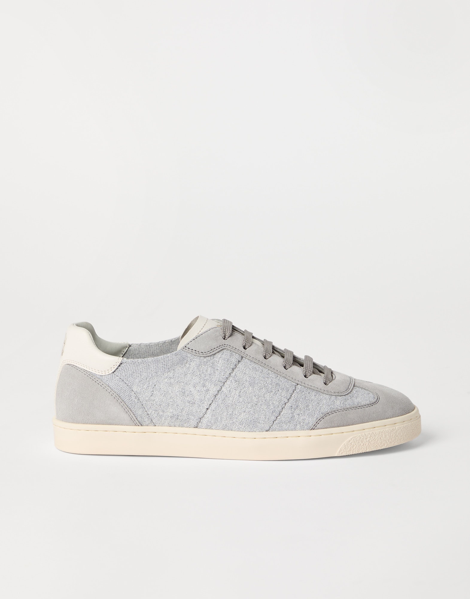 Cotton knit, washed suede and soft calfskin sneakers - 5