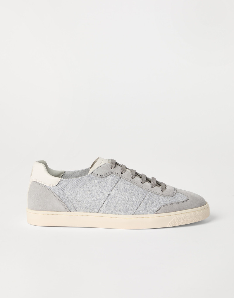Cotton knit, washed suede and soft calfskin sneakers 5